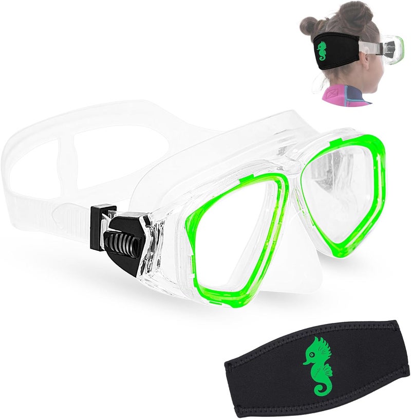 OMGear Goggles Kids Swimming Silicone Swim Mask Snorkeling Gear for Kids Tempered Glass Snorkel Goggles with Nose Cover Scuba Diving Goggles with Cute Neoprene Mask Strap Cover - Image 1